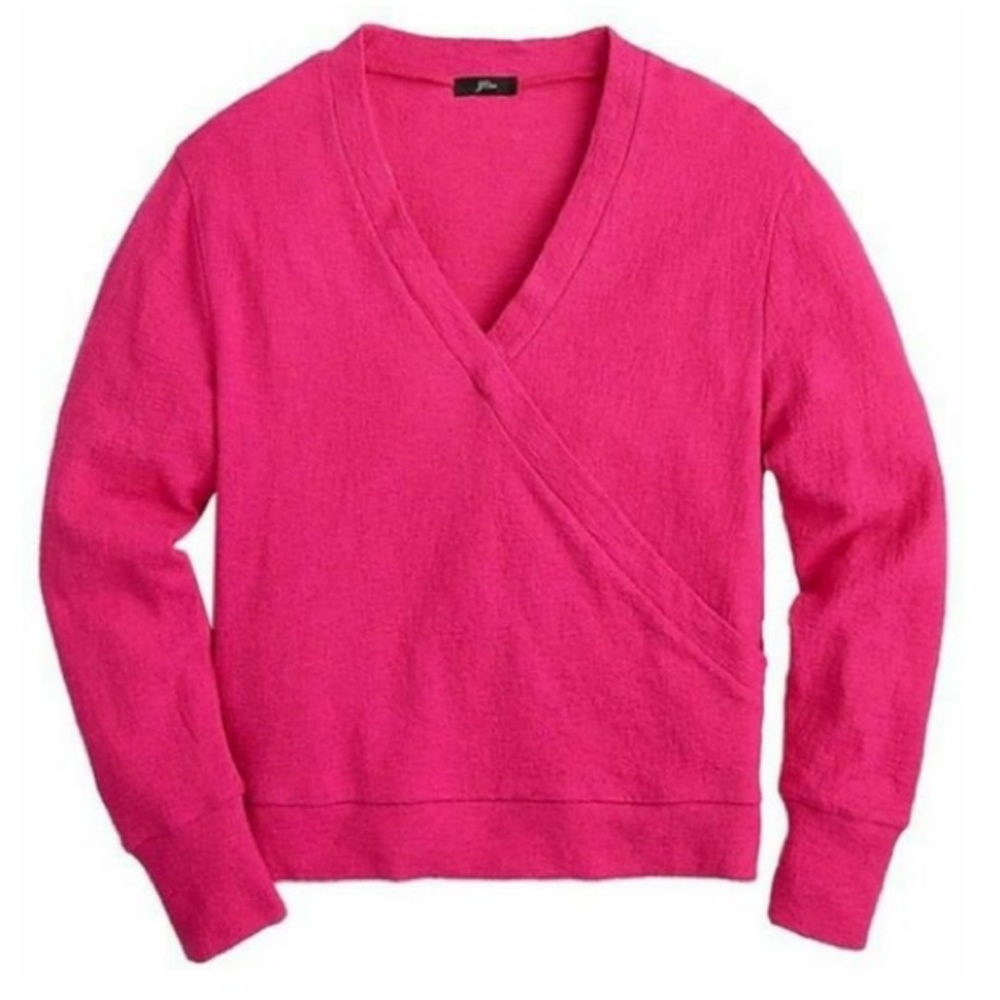 J.Crew Pink Faux Wrap Textured Crepe Top